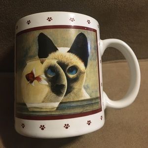 Retro 80’s Mug w/ Siamese Cat and Goldfish